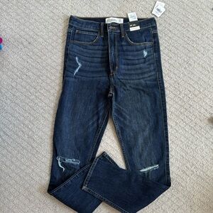 Abercrombie and Fitch ultra high-rise, dark jeans
